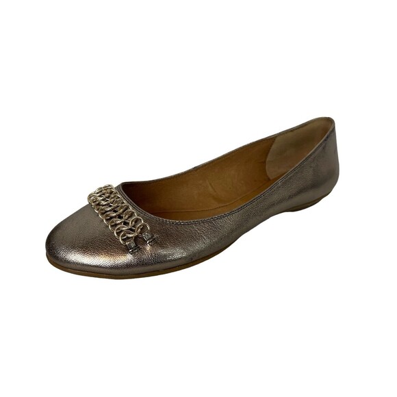 Sofft Women's Ballet Flats Shoes w Chain Strip on Front  Size 7.5  Gold Leather - Picture 13 of 14